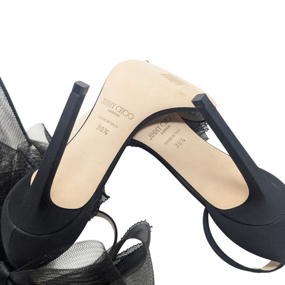 NIB Jimmy Choo Black Aveline 100 Bow Stiletto Heel Sandal Size 39.5 - Picture 6 of 8